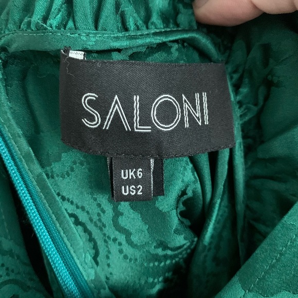 Saloni Draped Olivia Dress Forest Green - Picture 8 of 9